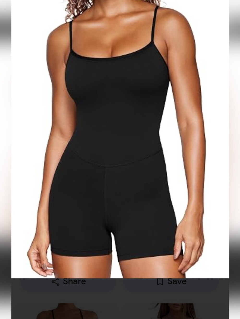 OQQ Black Onepiece Workout Short Jumpsuit Slim Fit Bodysuit Size M